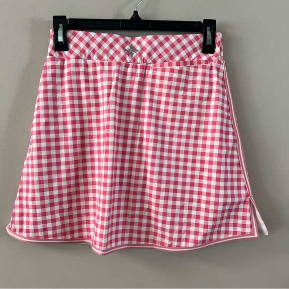 Tuckernuck Tnuck sport Karrie golf skirt skort xs Pink white gingham check - Picture 3 of 8